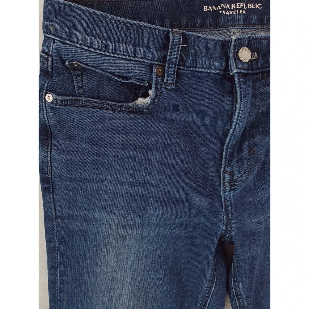 Banana Republic Jeans Mens 32x36 Blue Traveler Slim Tapered Stretch Denim Pants